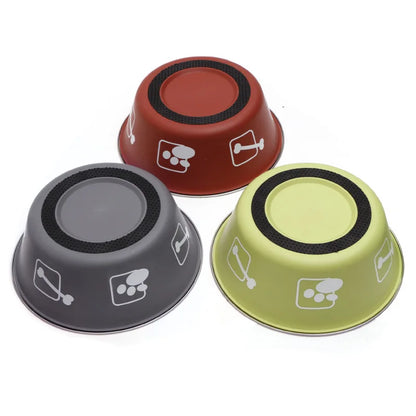 Modern Color anti Slip Double Walled Vacuum Insulated Stainless Steel Waterproof Dog Bowl Eco Friendly Solid Rubber Base Food