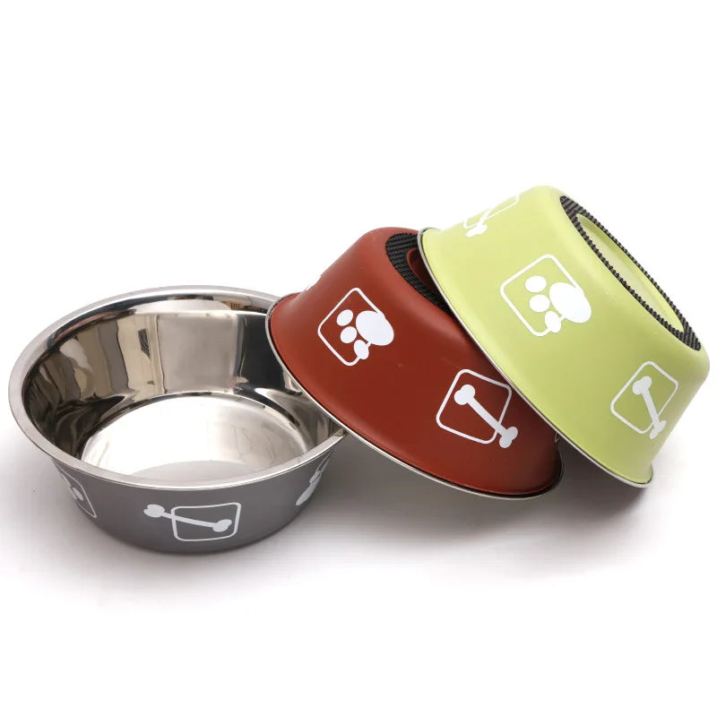 Modern Color anti Slip Double Walled Vacuum Insulated Stainless Steel Waterproof Dog Bowl Eco Friendly Solid Rubber Base Food